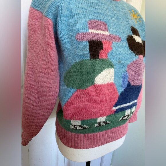 Ladies Vintage Hand Knit Wool Pullover Sweater - Picture 4 of 6